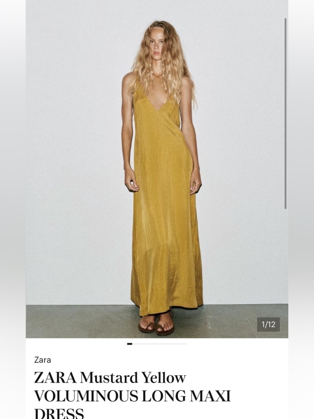 ZARA Mustard Yellow VOLUMINOUS LONG MAXI DRESS NWT!